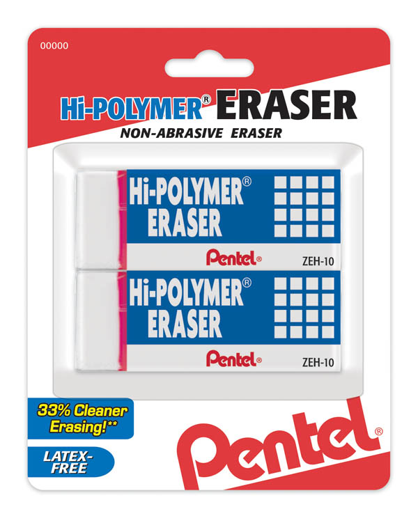 Hi-Polymer Block Eraser, Large, White, 2 pack