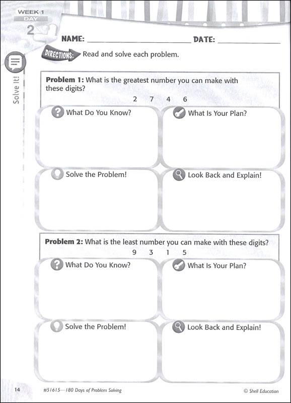 problem solving activity for 3rd grade