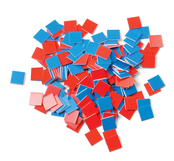 Red and Blue Square Tiles (set of 100)