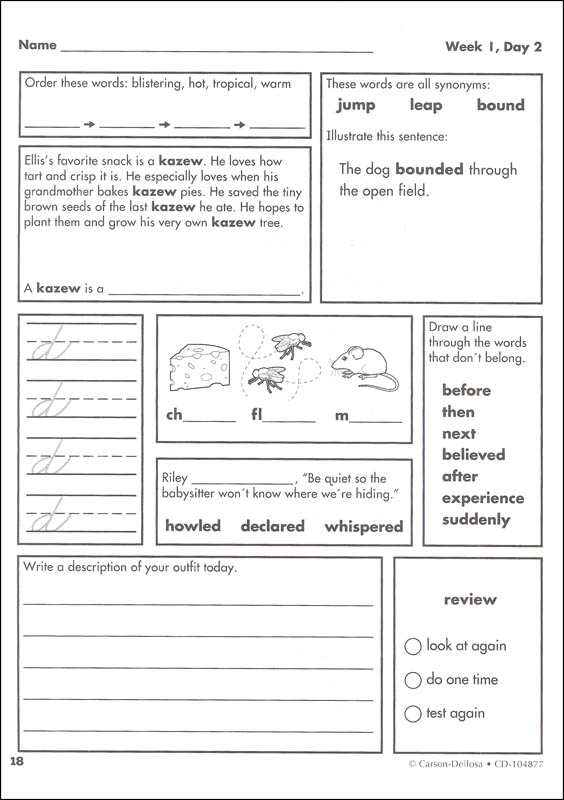 Language Arts Weekly Practice: Grade 3 | Carson-Dellosa | 9781483827919