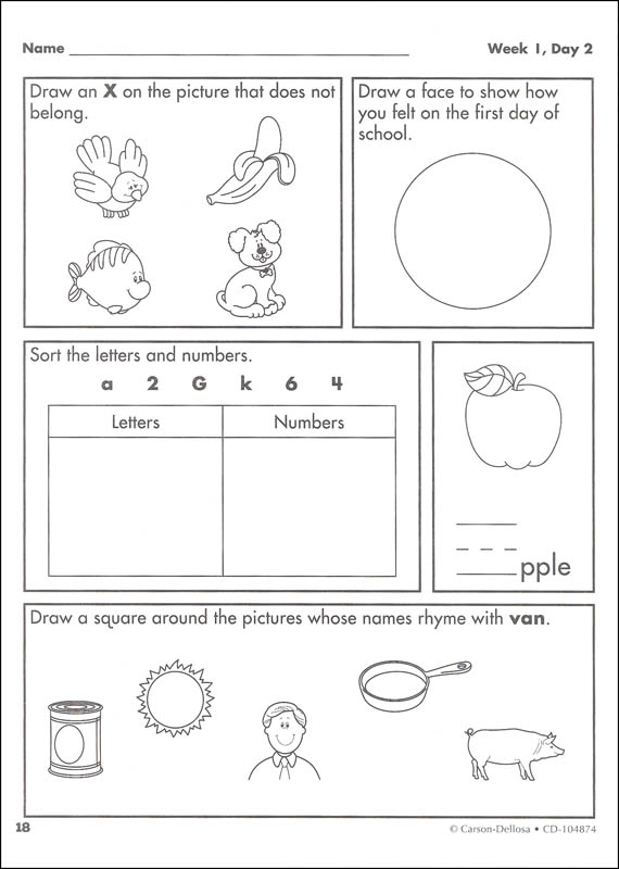 Language Arts Weekly Practice: Kindergarten | Carson-Dellosa