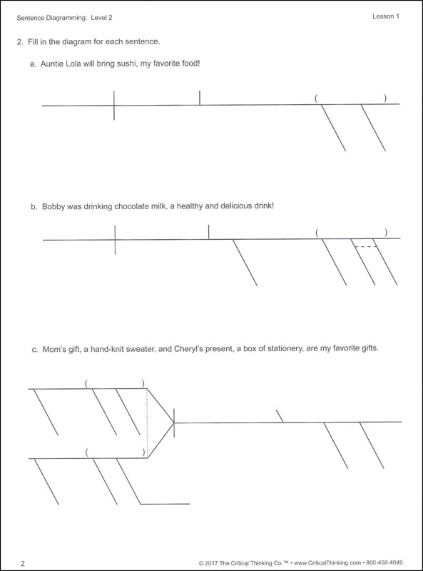 Sentence Diagramming Level 2 Critical Thinking Company 9781601448552