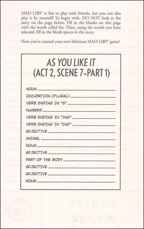 Much Ado About Mad Libs Penguin Young Readers 9780451533982