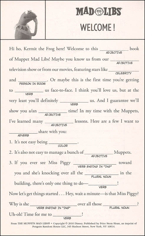 Mickey Mouse Mad Libs 