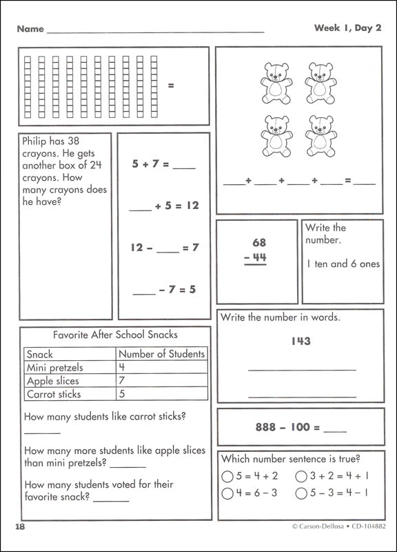 Math Weekly Practice: Grade 2 | Carson-Dellosa | 9781483827964