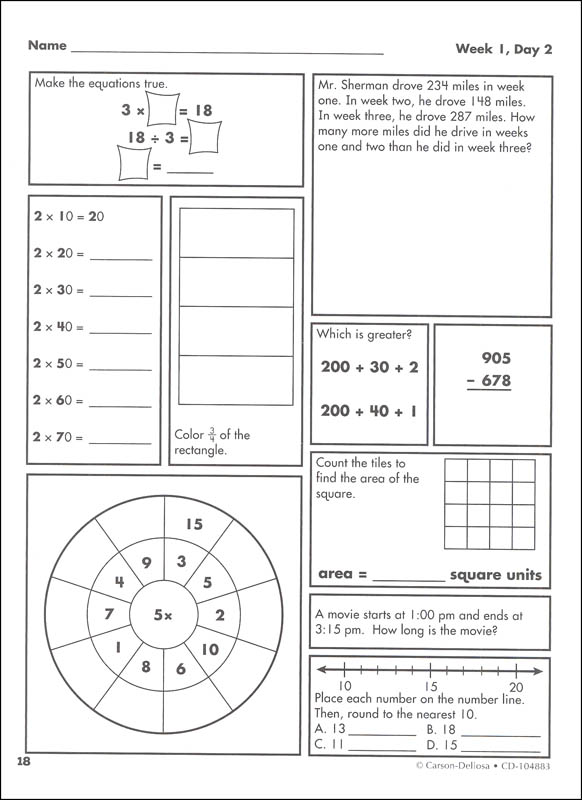 math-weekly-practice-grade-3-carson-dellosa-9781483827988