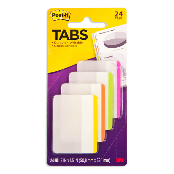 Post-It Tabs 2" Lined Assorted Bright Colors (24 pack)