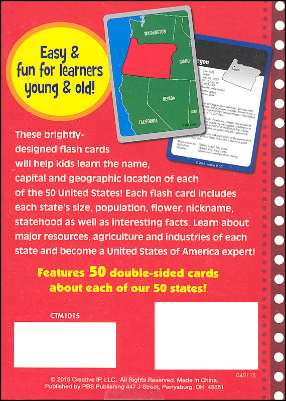 States & Capitals Flash Cards | Creative Teaching Materials | 9781625810380