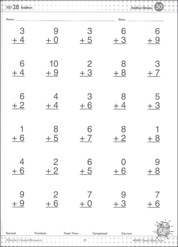 200 Timed Math Tests - Grades 1-8 | Teacher Created Resources ...