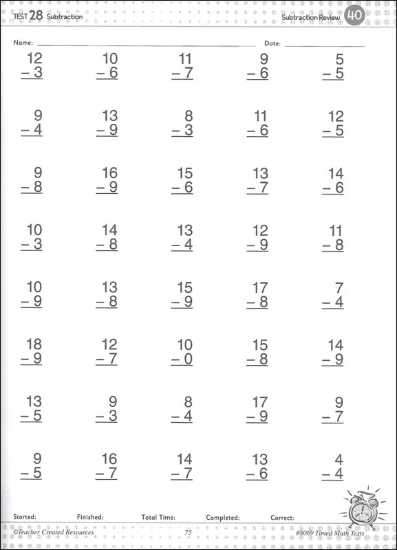 200 Timed Math Tests Grades 1 8 Teacher Created Resources