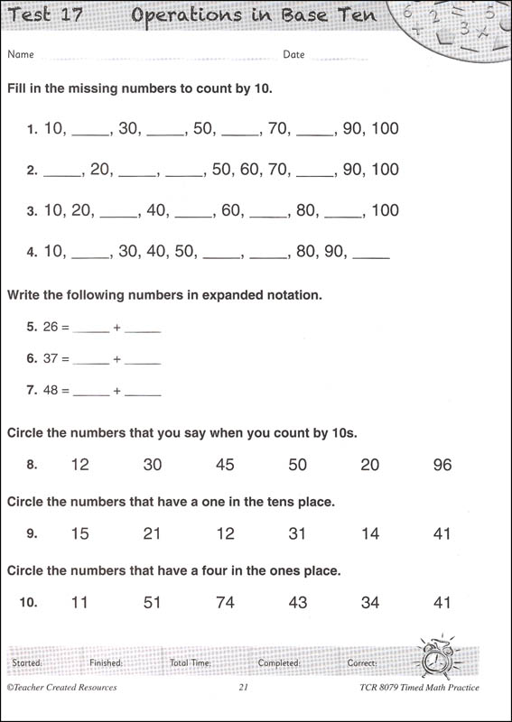 Minutes to Mastery: Timed Math Practice - Grade 1 | Teacher Created ...