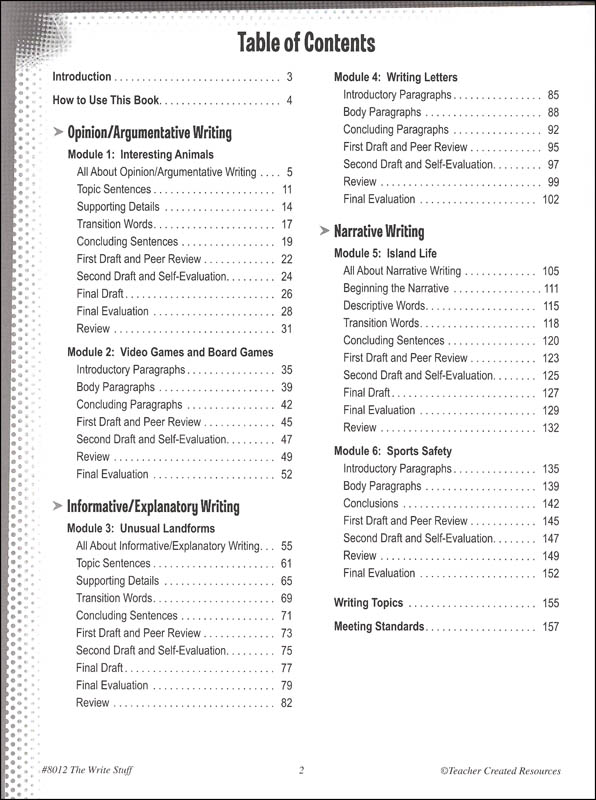 Write Stuff Grade 3 Teacher Created Resources 9781420680126