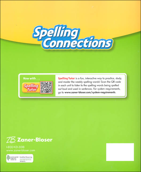 ZanerBloser Spelling Connections Grade 4 Student Edition (2016 edition