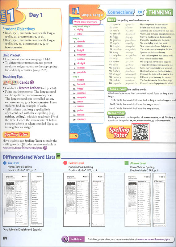 ZanerBloser Spelling Connections Grade 5 Homeschool Bundle (2016