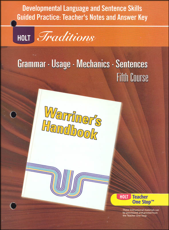 holt-traditions-warriner-s-handbook-developmental-language-and-sentence-skills-answer-key-grade