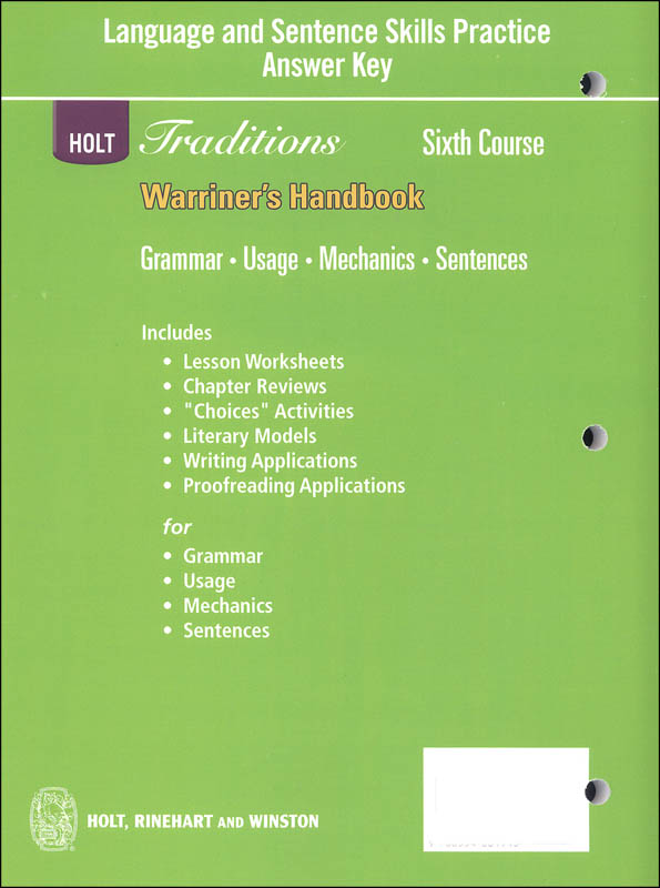 holt-traditions-warriner-s-handbook-language-and-sentence-skills