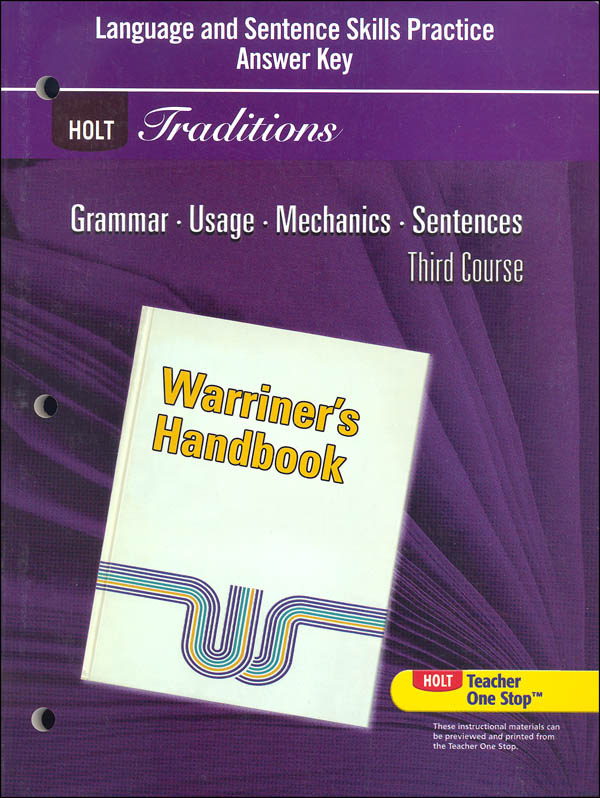 Holt traditions warriner s handbook language and sentence skills practice answer key third
