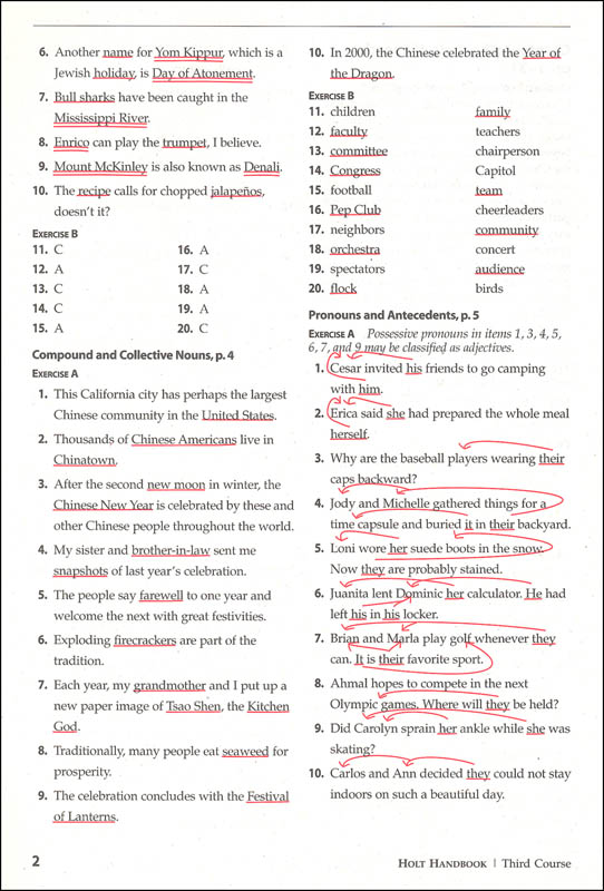 Holt Traditions Warriner's Handbook Language and Sentence Skills