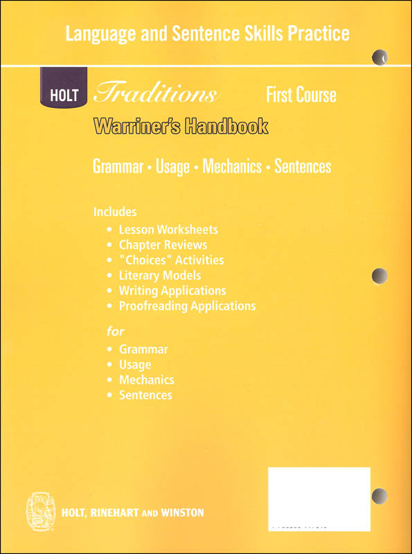 holt-traditions-warriner-s-handbook-language-and-sentence-skills-practice-first-course-grade-7