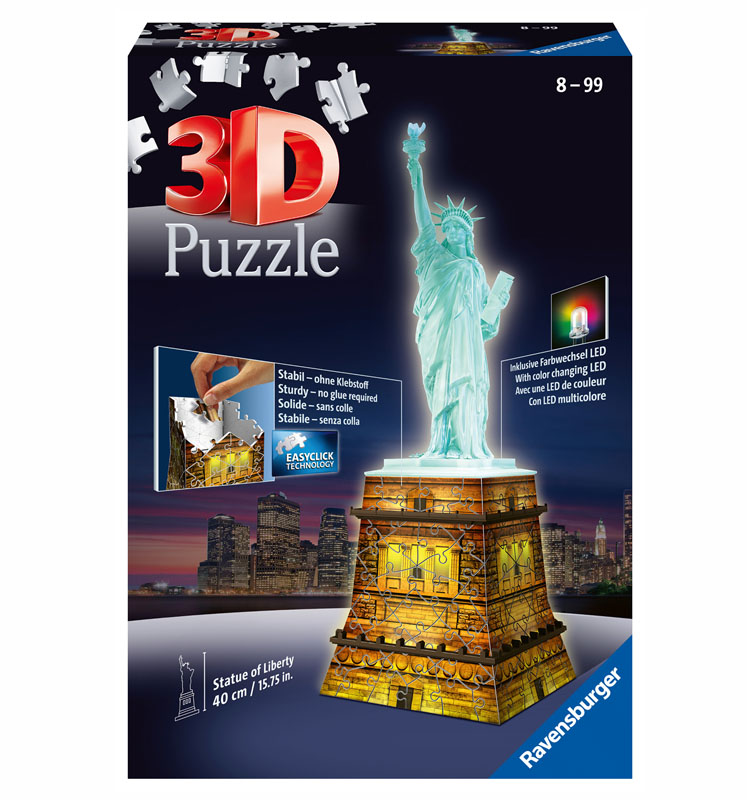 RAVENSBURGER STATUE OF LIBERTY NIGHT EDITION 3D PUZZLE 108 PC NEW & SEALED! 