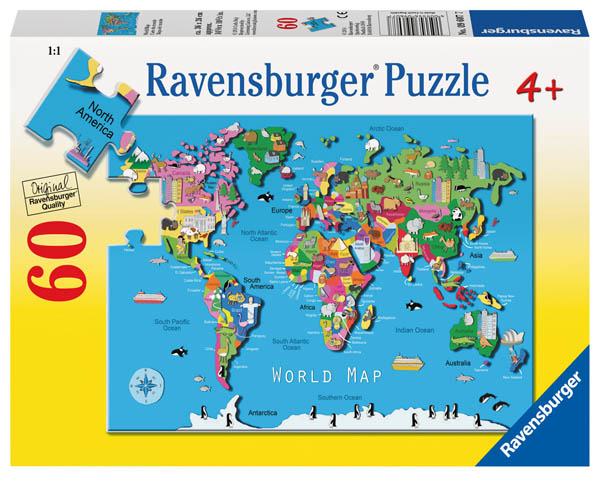 World Map Puzzle 60 Pieces Ravensburger