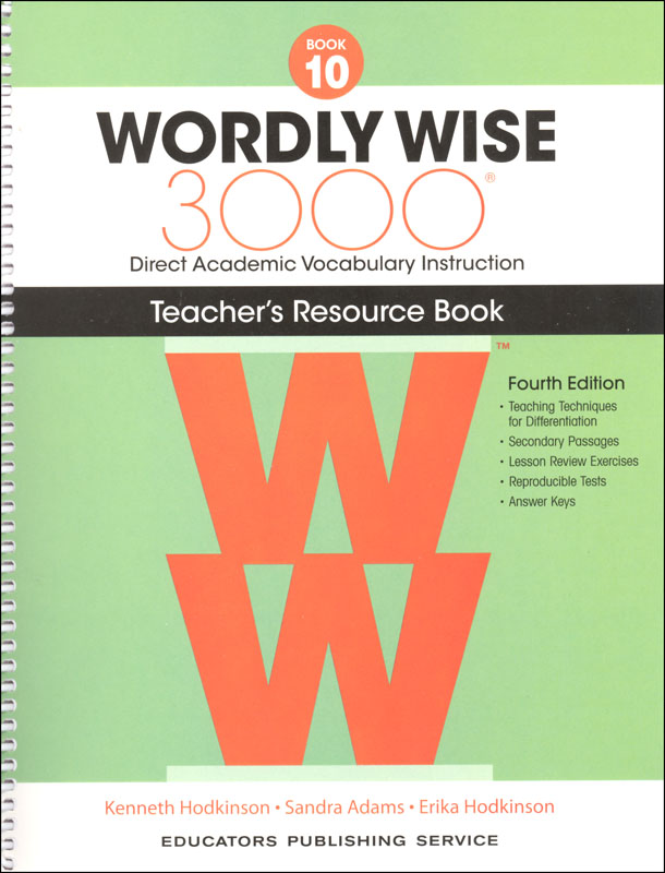 Wordly Wise 3000 4th Edition Teacher Resource Book 10 | Educators ...