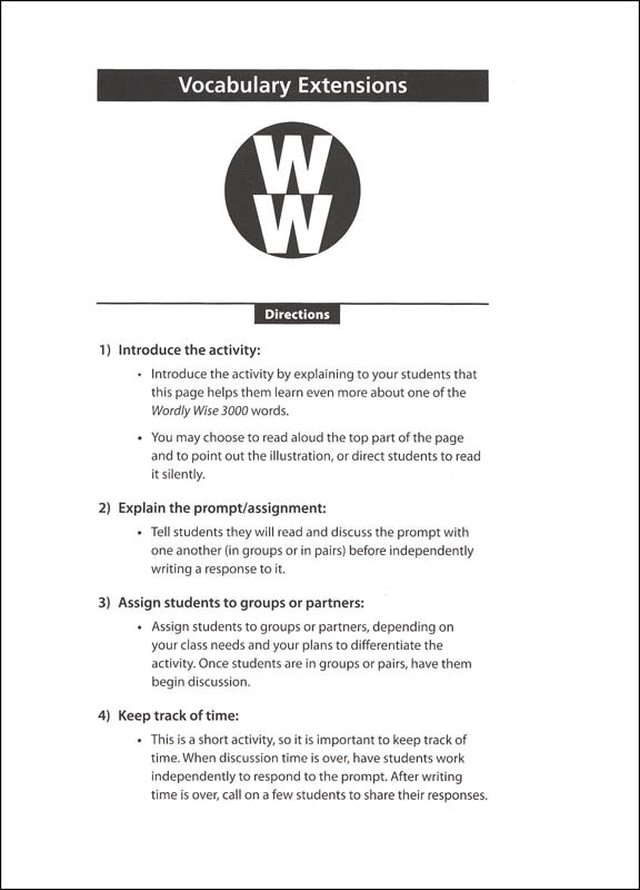 Wordly Wise 3000 4th Edition Teacher Resource Book 7 | Educators ...