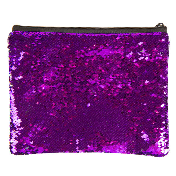 Purple / Silver Magic Sequin Zip Pouch