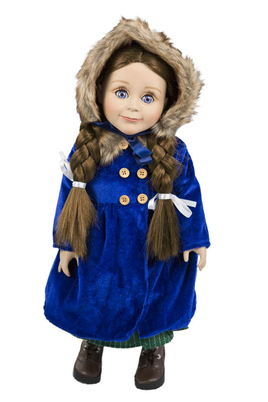 Vintage Blue Coat with Hat and Muff for 18" Doll (Little House Dolls & accessories)