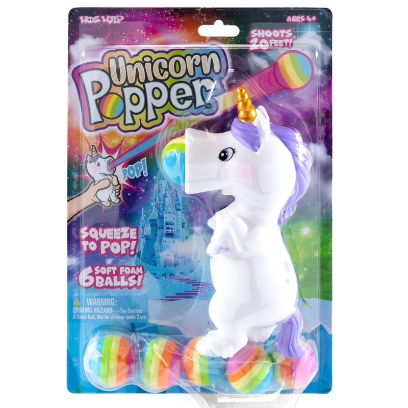Hog Wild Pooping Unicorn Popper Rainbow Foam 6 Ball Shooter Pride Love Gag Toy 