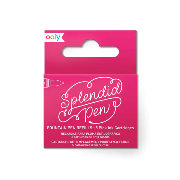 Splendid Fountain Pen Ink Refills Pink (set of 5) OOLY