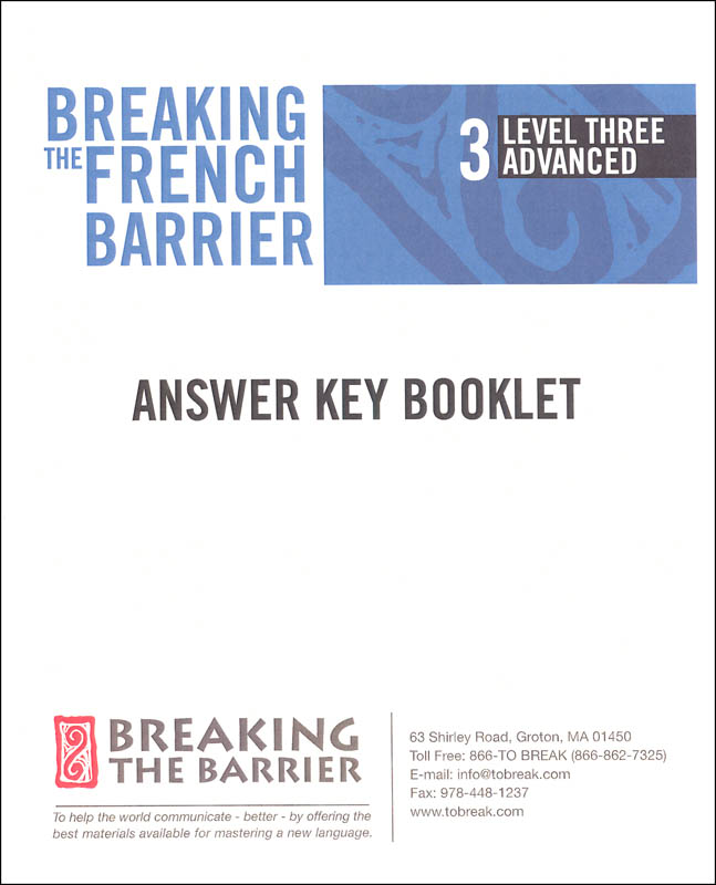 Breaking the French Barrier - Level 3 (Advanced) Answer Key