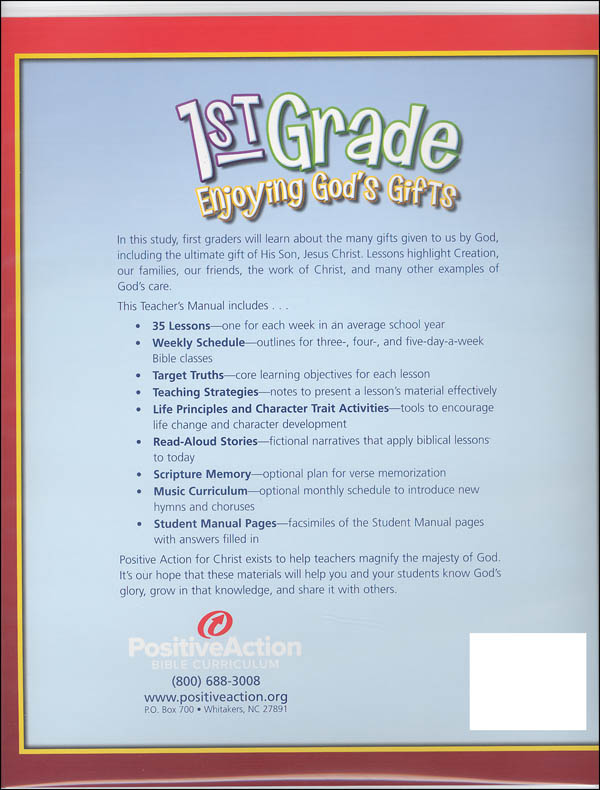 Enjoying God's Gifts 1st Grade Teacher's Manual (Fourth Edition) | Positive Action for Christ ...