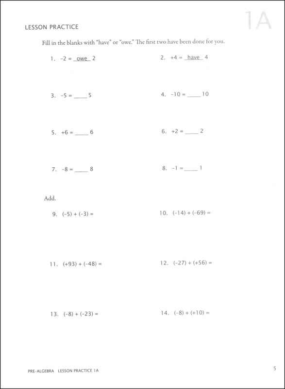 Math u see pre algebra student pack demme learning