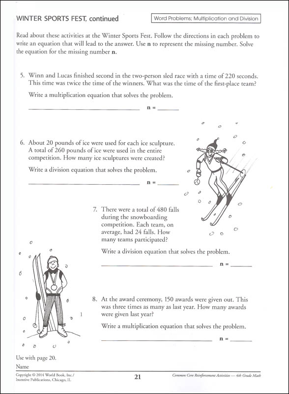 Common Core Math Activities Grade 4 | Incentive Publications
