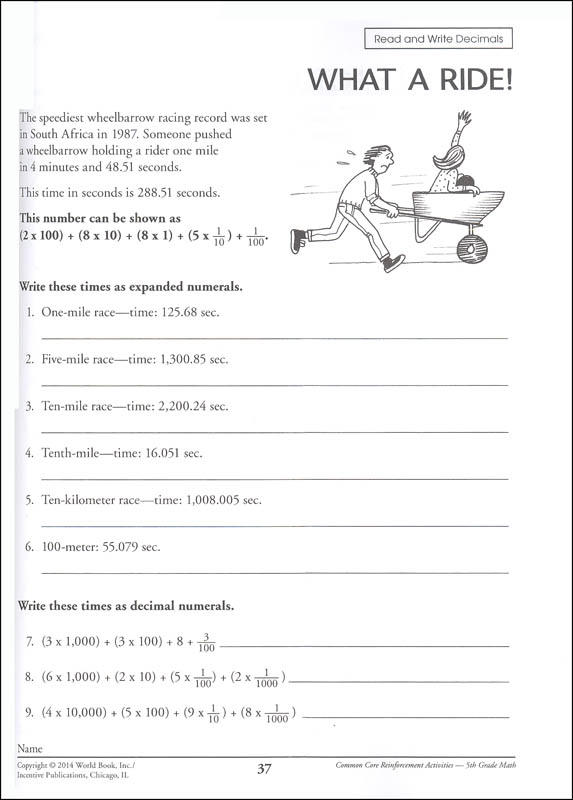 Common Core Math Activities Grade 5 | Incentive Publications