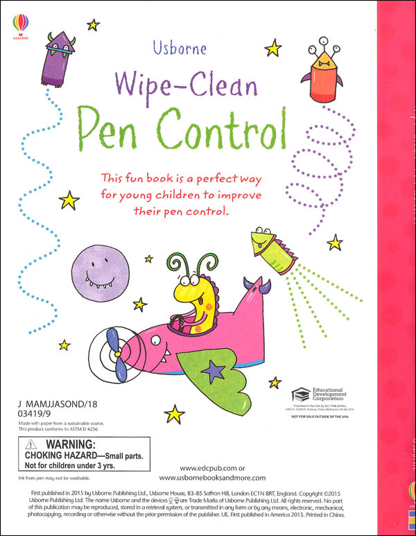 WipeClean Pen Control EDC / Usborne 9780794535384