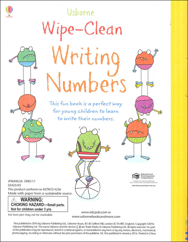 WipeClean Writing Numbers EDC / Usborne 9780794536978