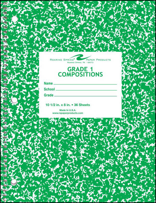 Grade One Composition Notebook - Green Marble Cover