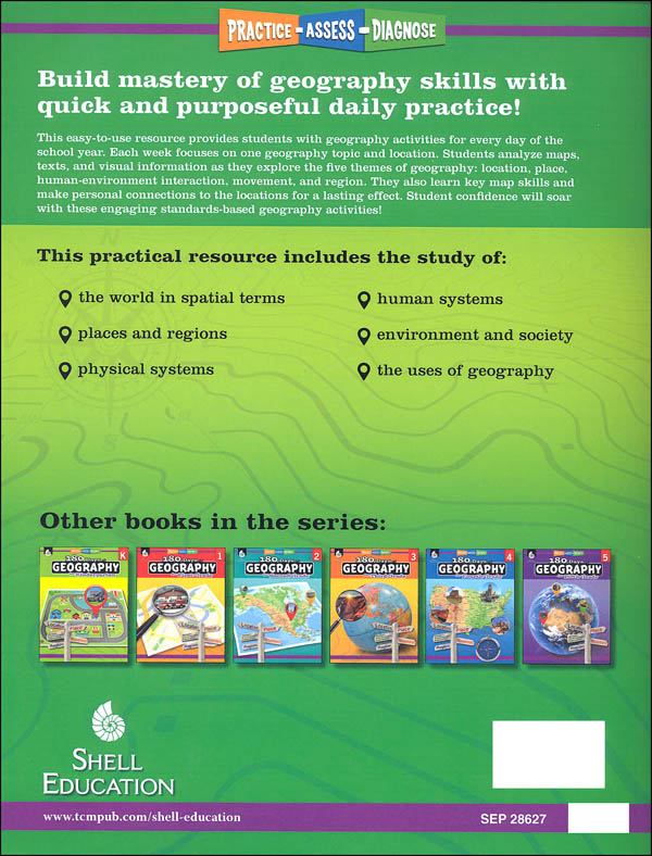 180 Days of Geography for Sixth Grade Shell Education 9781425833077