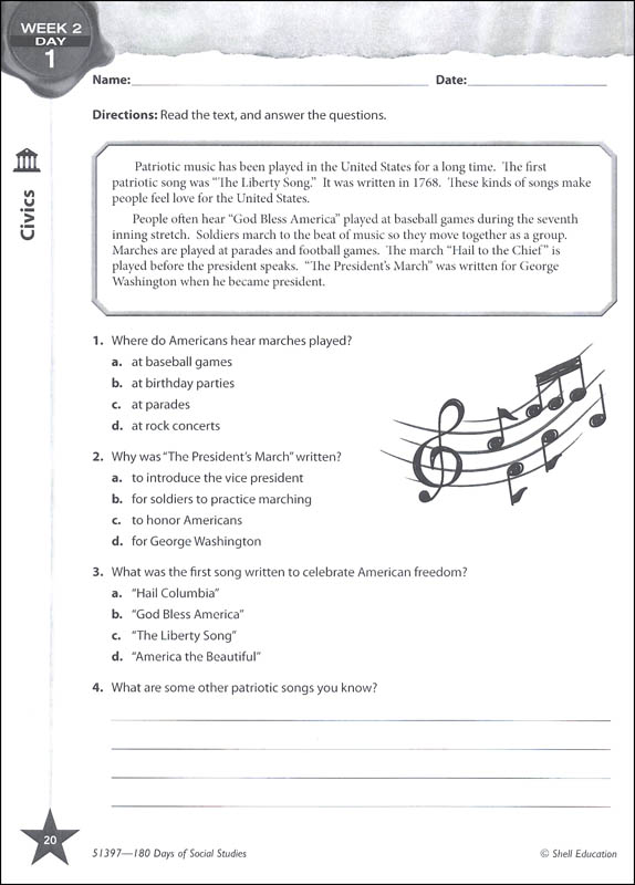 180 Days of Social Studies for Fifth Grade Shell Education