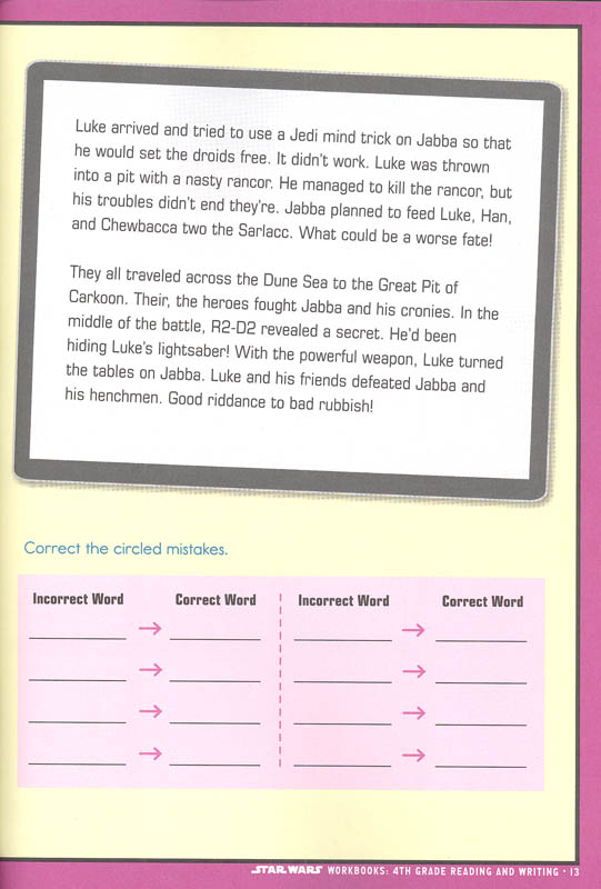 Star Wars Workbooks 4th Grade Reading and Writing | Workman Publishing