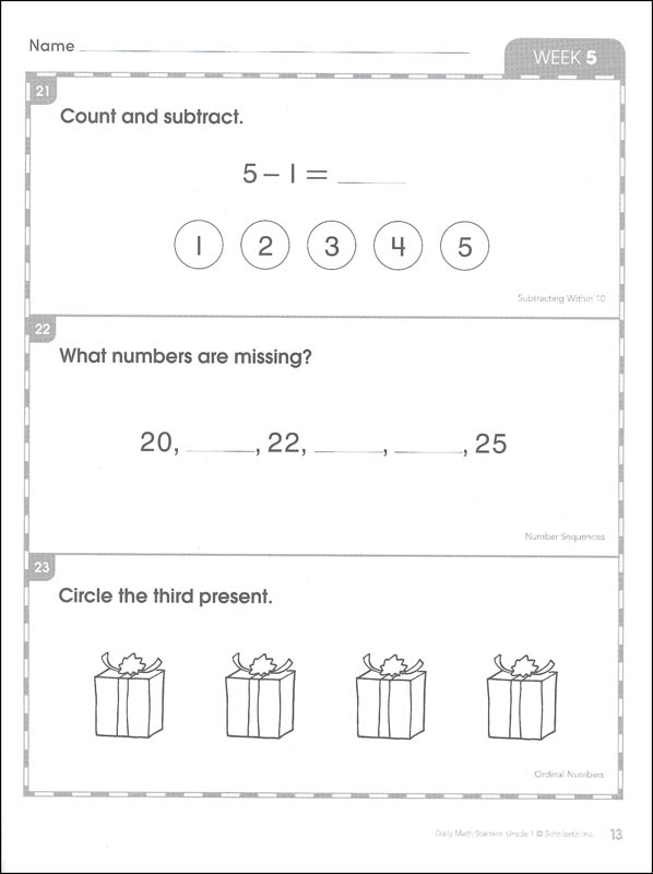Daily Math Starters Grade 1 Scholastic Teaching Resources 9781338159578