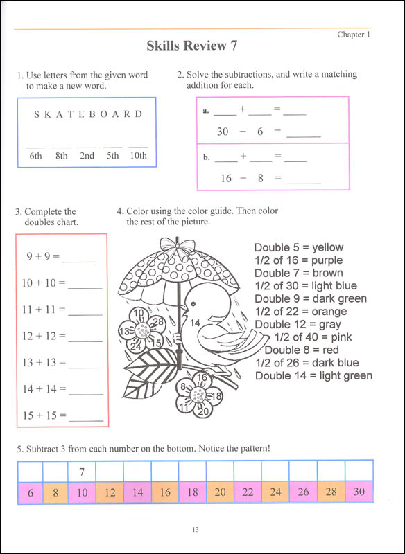 Math Mammoth Grade 2 Color Skills Review Workbook Taina Marie Miller 9781942715290