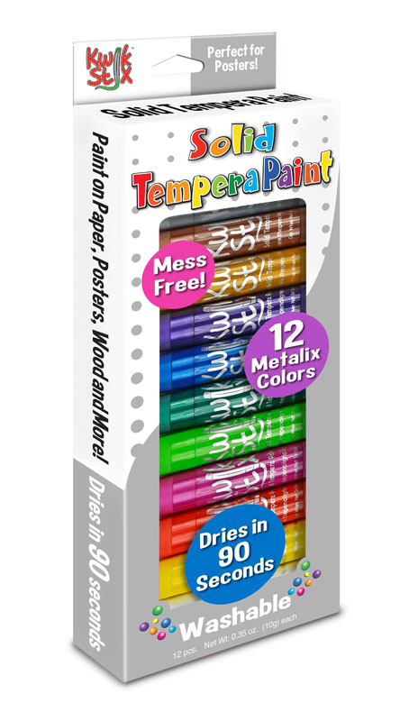 Kwix Stix Solid Tempura Paint - 12 Metallic Colors