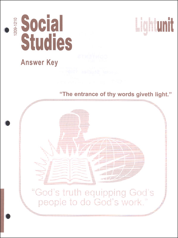 Social Studies 1209-1210 LightUnit Answer Key