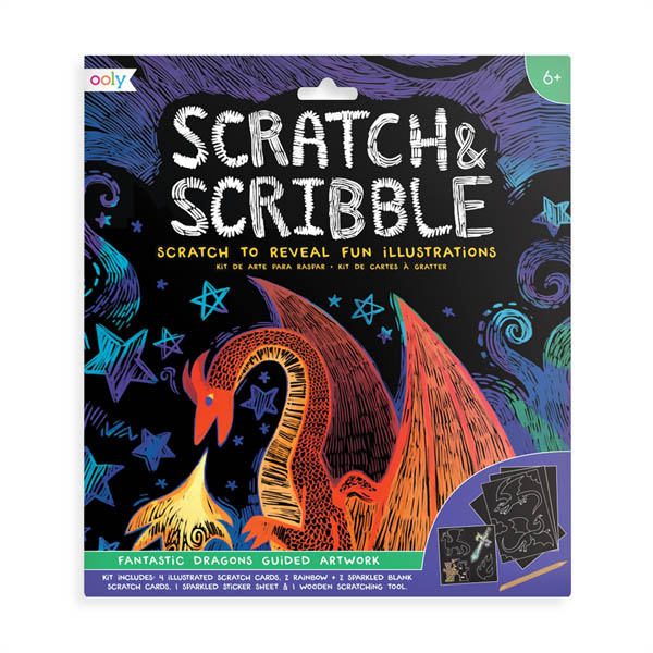 Fantastic Dragons Scratch & Scribble Art Kit: 10 piece set
