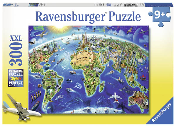 World Landmarks Map Puzzle (300 pieces)