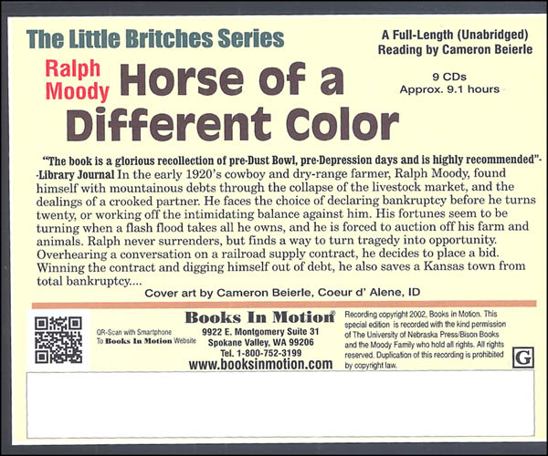 Horse of a Different Color Audiobook CDs (Ralph Moody Audiobooks