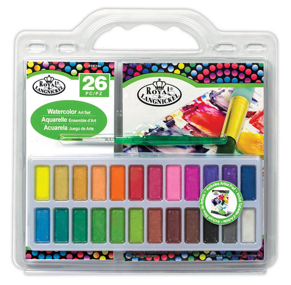 Paints Watercolour Cake Set With Brush 24 Colour – Statesman Stationery